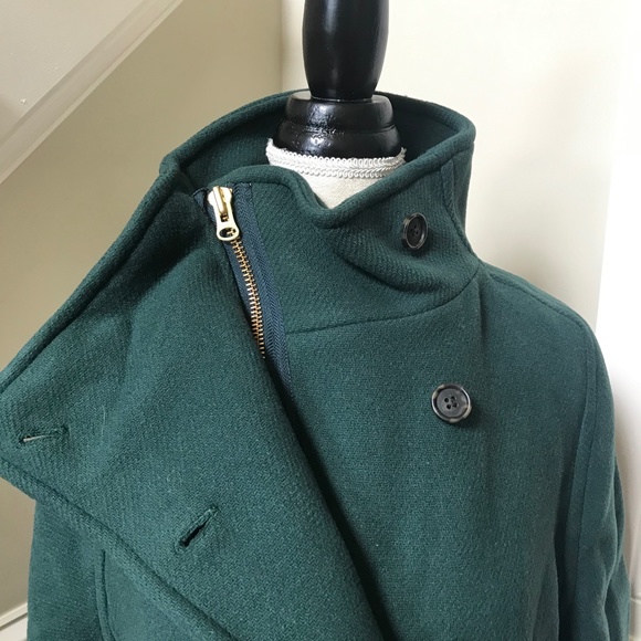 JCREW Villa Cocoon Coat Womens 2 Green Mid Length Stadium Cloth Wool BA538 - Picture 9 of 13